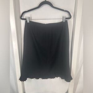 Ann Taylor petite black wool blend skirt Ruffle feminine office minimalist sexy